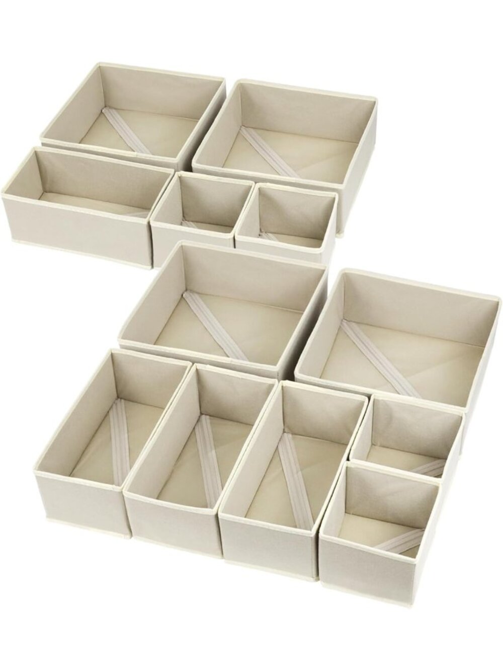 12 Pack Foldable Drawer Organizers & Dividers for Clothing, Socks, Baby Items